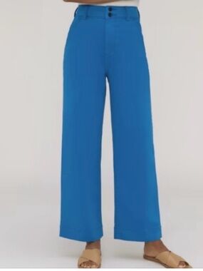 Everlane wide leg cropped pants cobalt blue size 0 with hemming